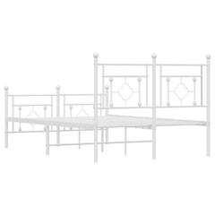 Metal Bed Frame without Mattress with Footboard with Headboard & Footboard White 120 cm 190 cm