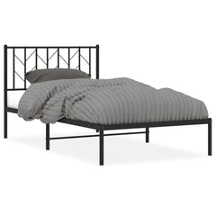 vidaXL Metal Bed Frame without Mattress with Headboard Black 100x190cm 2