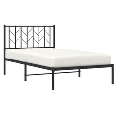 Metal Bed Frame without Mattress with Headboard Black 100 cm 190 cm