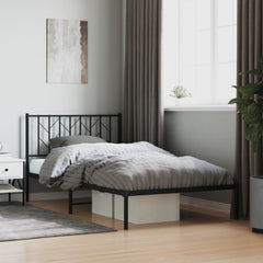 Metal Bed Frame without Mattress with Headboard Black 107 cm 203 cm