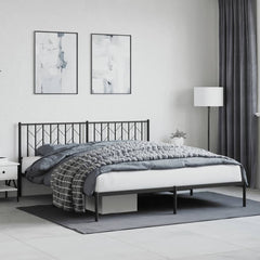 Metal Bed Frame without Mattress with Headboard Black 180 cm 200 cm