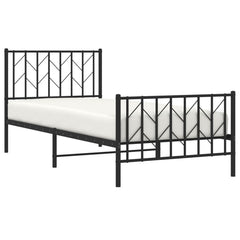 vidaXL Metal Bed Frame without Mattress with Footboard Black 90x200cm 3