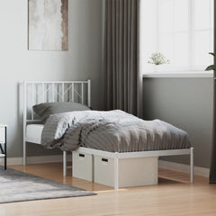 vidaXL Metal Bed Frame without Mattress with Headboard White