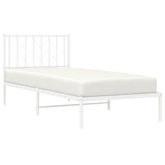 vidaXL Metal Bed Frame without Mattress with Headboard White 90x200cm 3