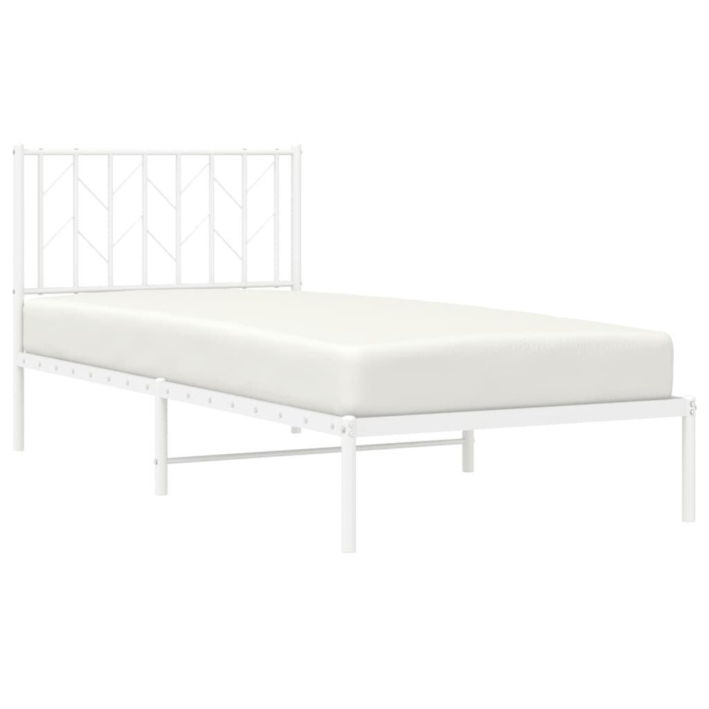 Metal Bed Frame without Mattress with Headboard White 90 cm 200 cm