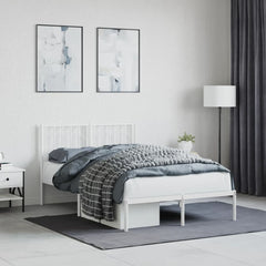 Metal Bed Frame without Mattress with Headboard White 120 cm 200 cm