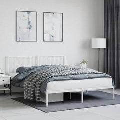 Metal Bed Frame without Mattress with Headboard White 160 cm 200 cm