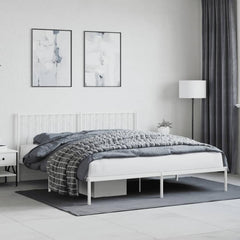Metal Bed Frame without Mattress with Headboard White 183 cm 213 cm