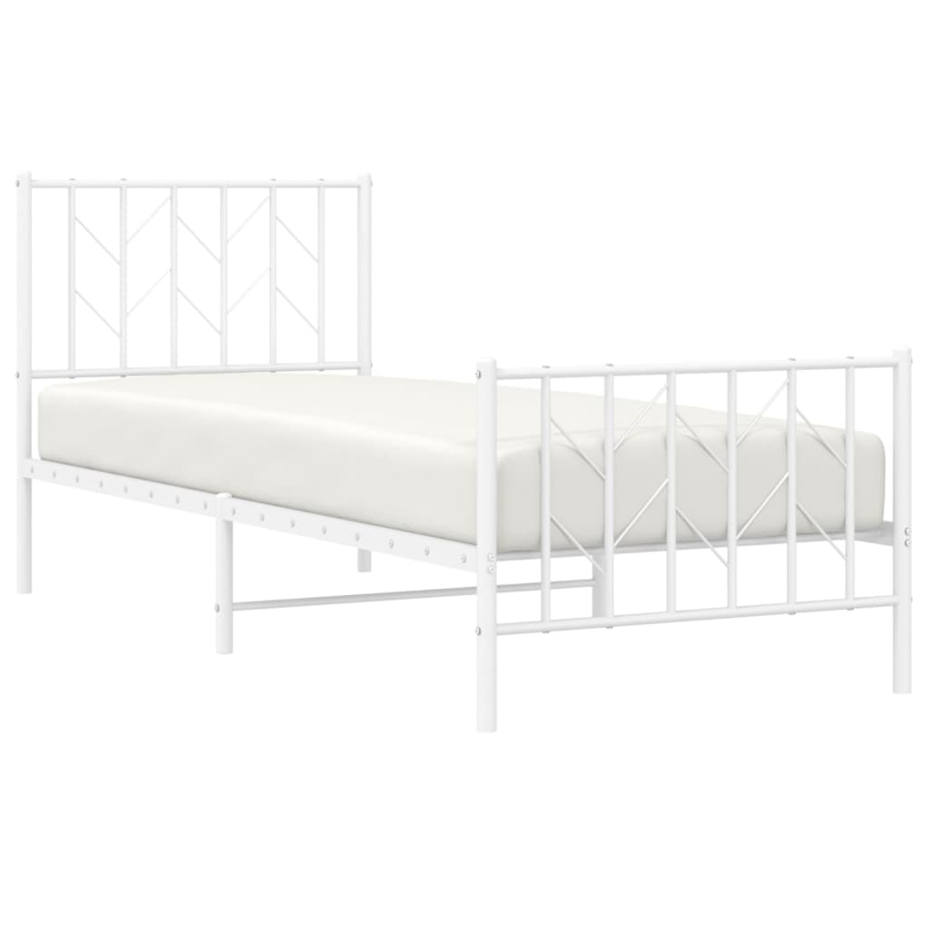 vidaXL Metal Bed Frame without Mattress with Footboard White 80x200cm 3