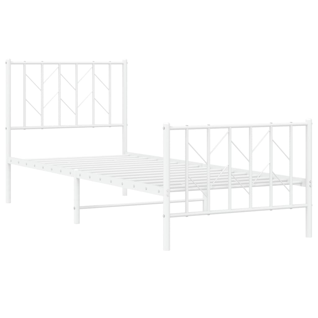 vidaXL Metal Bed Frame without Mattress with Footboard White 80x200cm 4