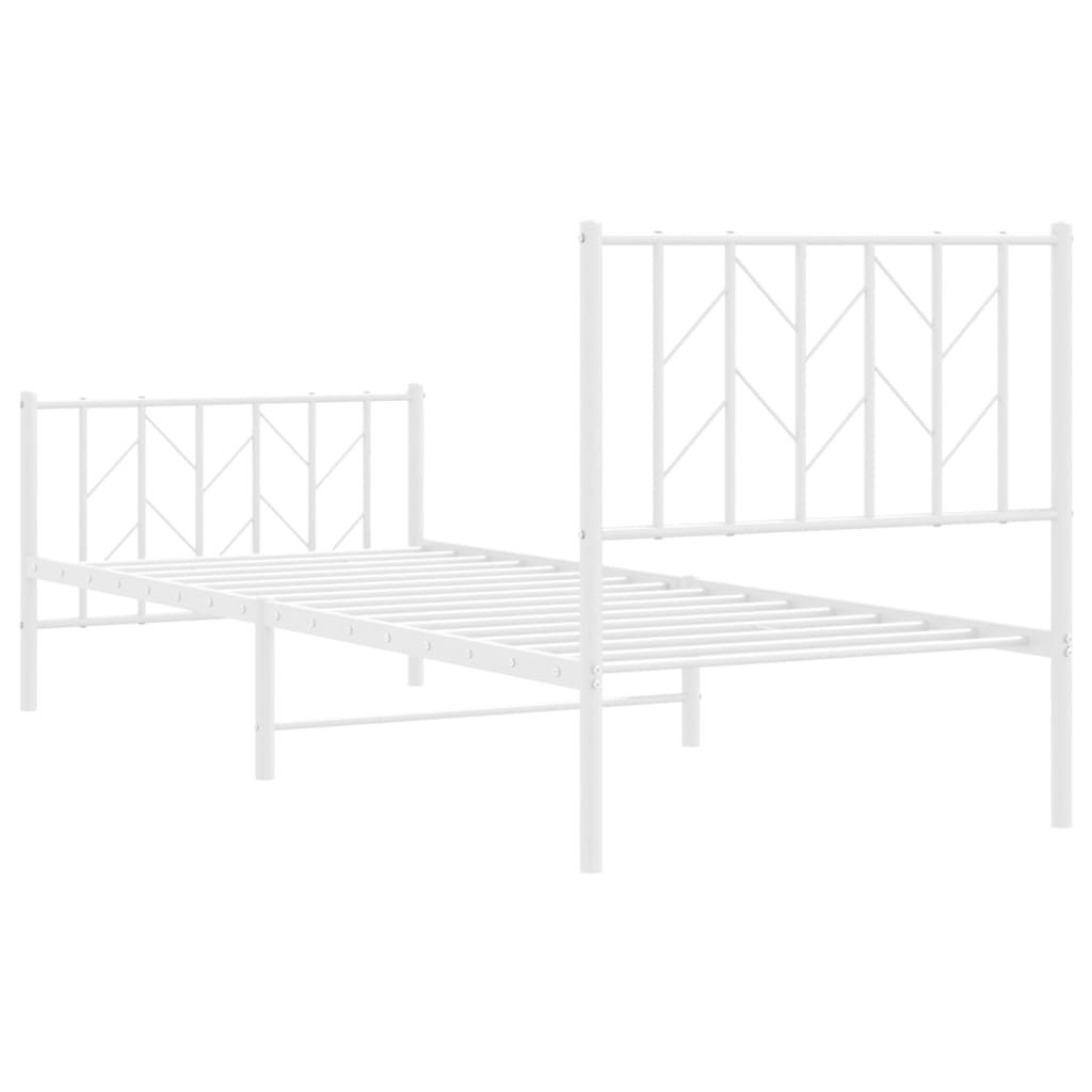 vidaXL Metal Bed Frame without Mattress with Footboard White 80x200cm 6