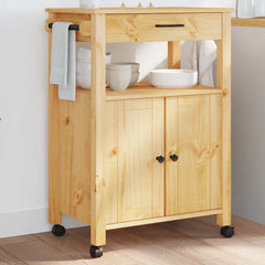 Kitchen Trolley "MONZA" 60x40x88,5 cm Solid Wood Pine Brown 60 x 40 x 88.5 cm