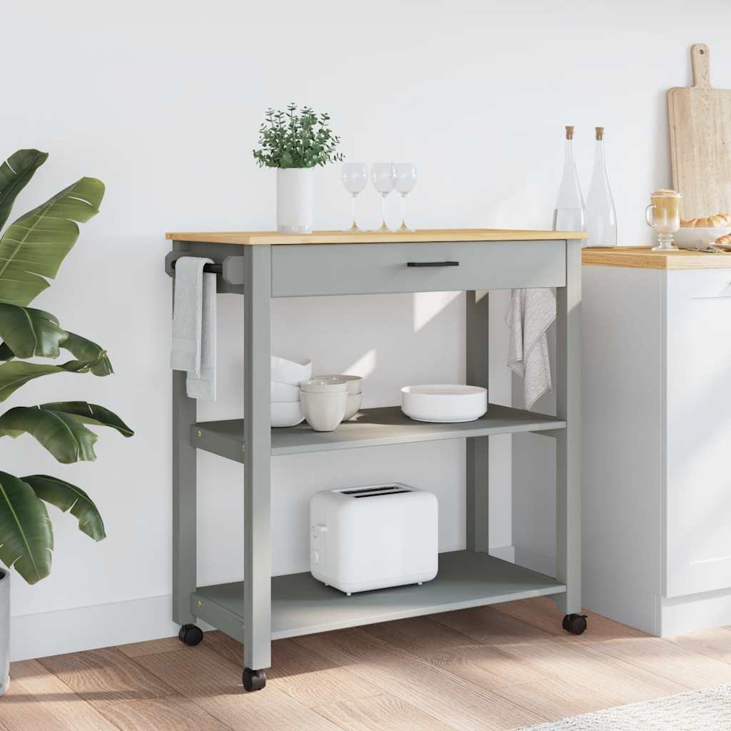 Kitchen Trolley MONZA Solid Wood Pine Grey 84 x 40 x 88.5 cm