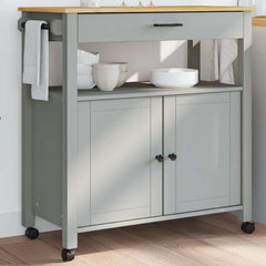 Kitchen Trolley "MONZA" 60x40x88,5 cm Solid Wood Pine Grey 84 x 40 x 88.5 cm