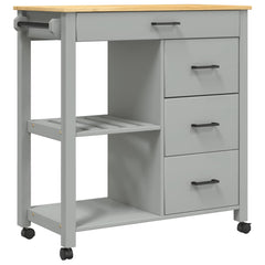 Kitchen Trolley MONZA 84x40x88.5 cm Solid Wood Pine Grey