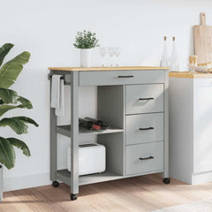 Kitchen Trolley MONZA 84x40x88.5 cm Solid Wood Pine Grey