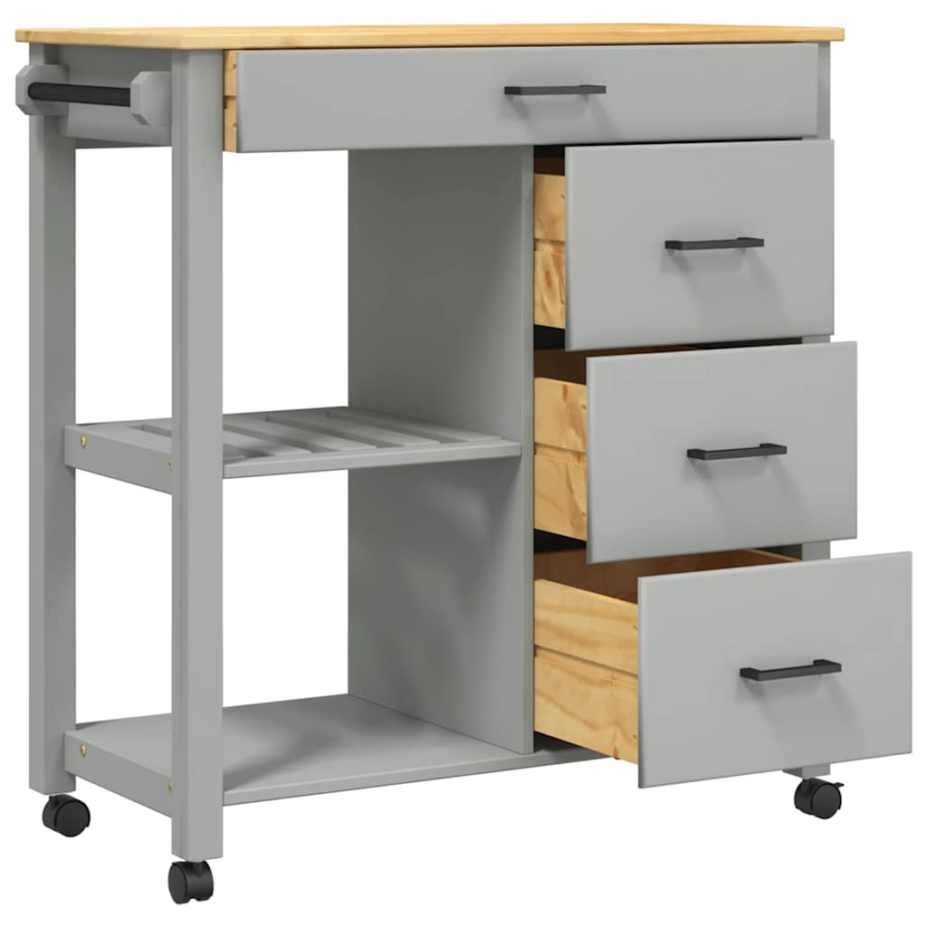 Kitchen Trolley MONZA 84x40x88.5 cm Solid Wood Pine Grey