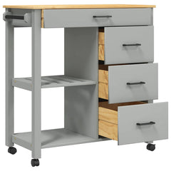Kitchen Trolley MONZA 84x40x88.5 cm Solid Wood Pine Grey