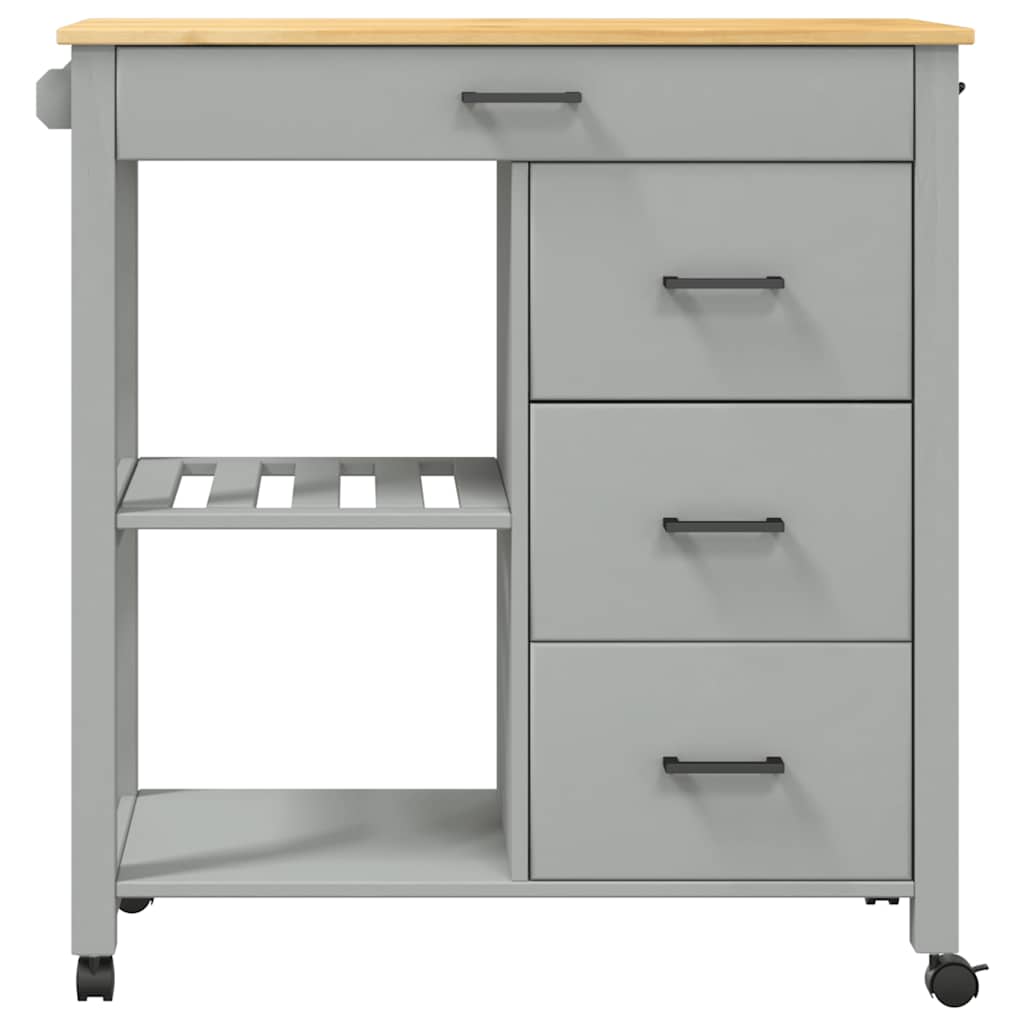 Kitchen Trolley MONZA 84x40x88.5 cm Solid Wood Pine Grey
