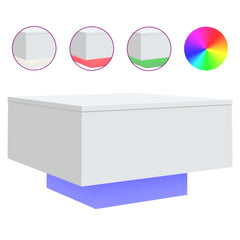 vidaXL Coffee Table with LED Lights White 55x55x31 cm 2