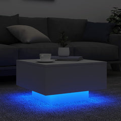 vidaXL Coffee Table with LED Lights White 55x55x31 cm 4