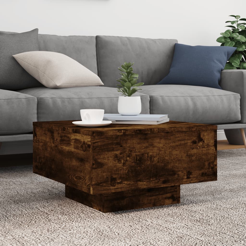 vidaXL Coffee Table with LED Lights Smoked Oak 55x55x31 cm 5