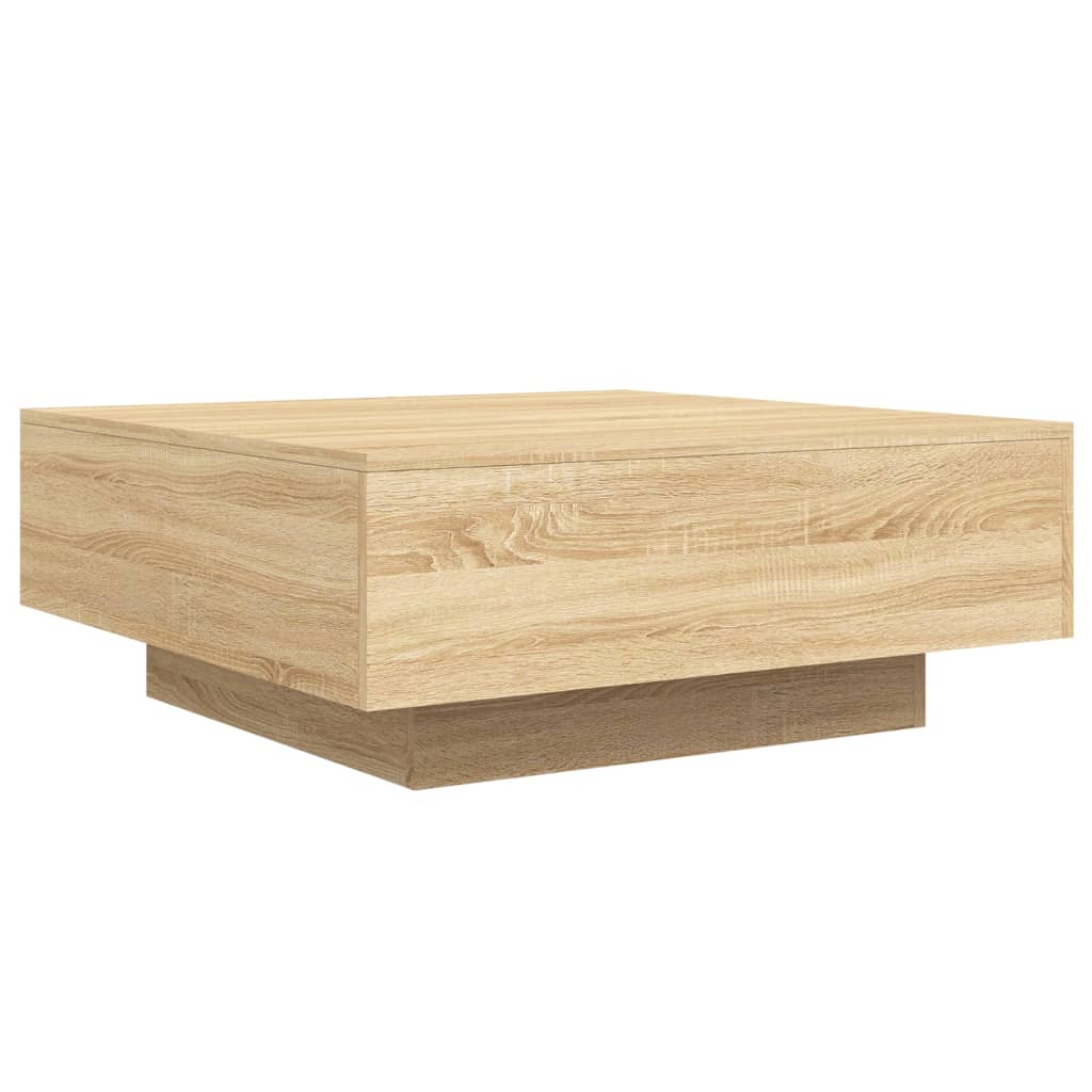 vidaXL Coffee Table with LED Lights Sonoma Oak 80x80x31 cm 3