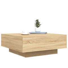 vidaXL Coffee Table with LED Lights Sonoma Oak 80x80x31 cm 6