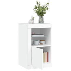 Side Cabinets with LED Lights 2 pcs White Engineered Wood, image 4
