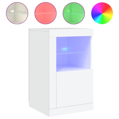Side Cabinets with LED Lights 2 pcs White Engineered Wood, image 5