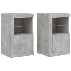 Side Cabinet with LED Lights Engineered Wood