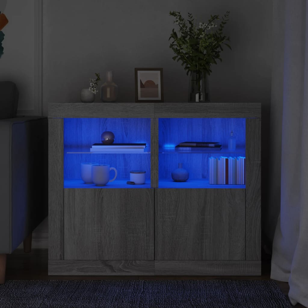 vidaXL Side Cabinet with LED Lights Engineered Wood