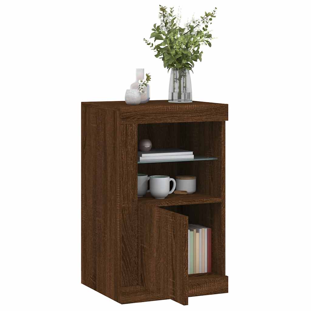 vidaXL Side Cabinet with LED Lights Brown Oak Engineered Wood 4