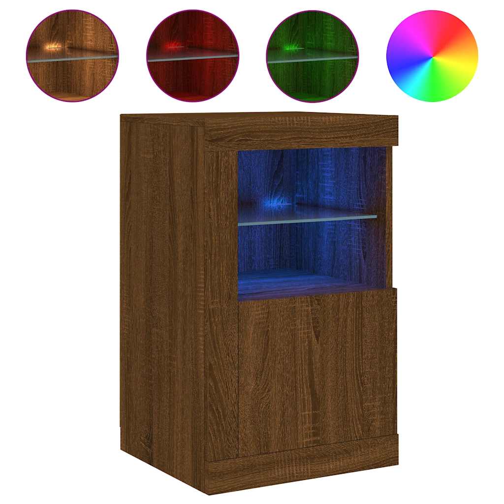 vidaXL Side Cabinet with LED Lights Brown Oak Engineered Wood 5