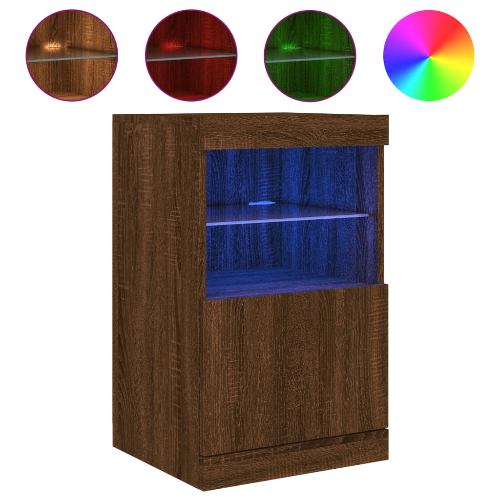 vidaXL Sideboard with LED Lights Brown Oak 41x37x67 cm 2