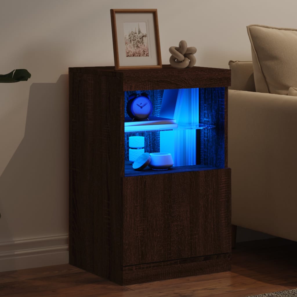 vidaXL Sideboard with LED Lights Brown Oak 41x37x67 cm 4