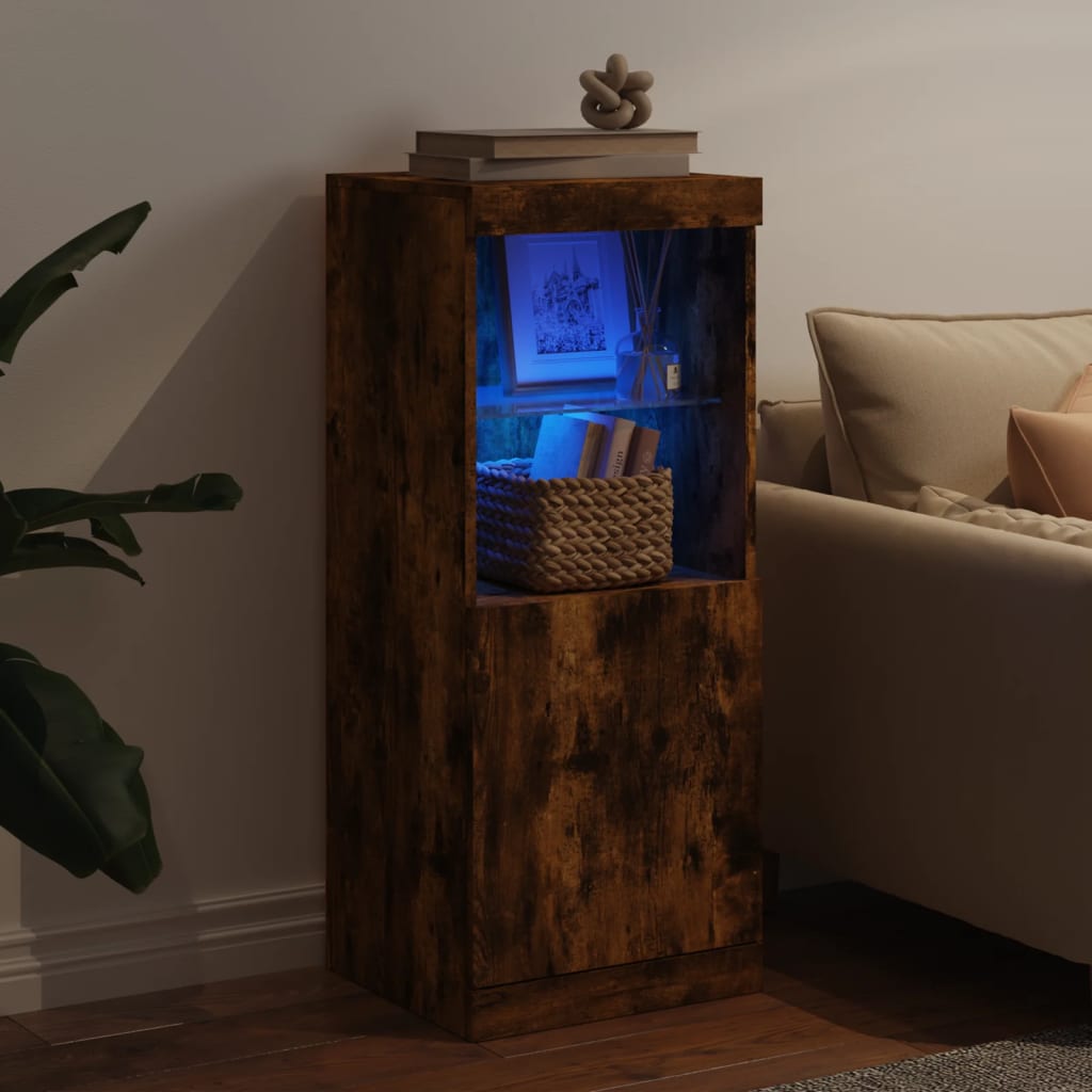 vidaXL Sideboard with LED Lights Smoked Oak 41x37x100 cm 3
