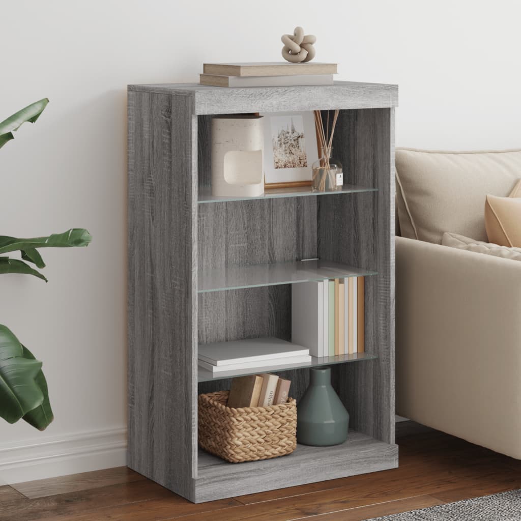 vidaXL Sideboard with LED Lights Grey Sonoma 60.5x37x100 cm 1