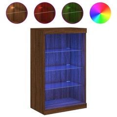 vidaXL Sideboard with LED Lights Brown Oak 60.5x37x100 cm 2