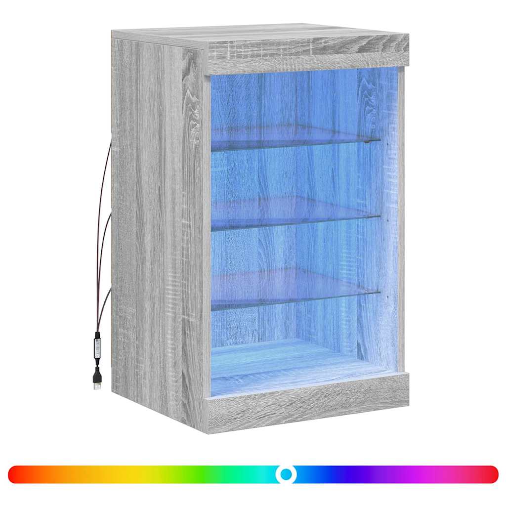 vidaXL Sideboard with LED Lights Grey Sonoma 41x37x67 cm 2