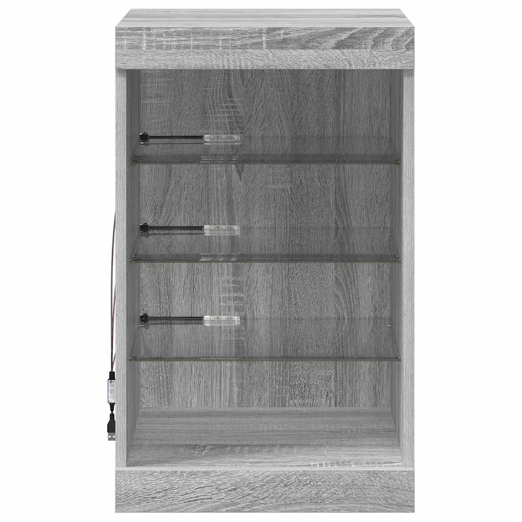 vidaXL Sideboard with LED Lights Grey Sonoma 41x37x67 cm 6