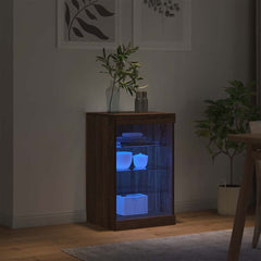 Sideboard with LED Lights 41x37x67 cm Brown oak