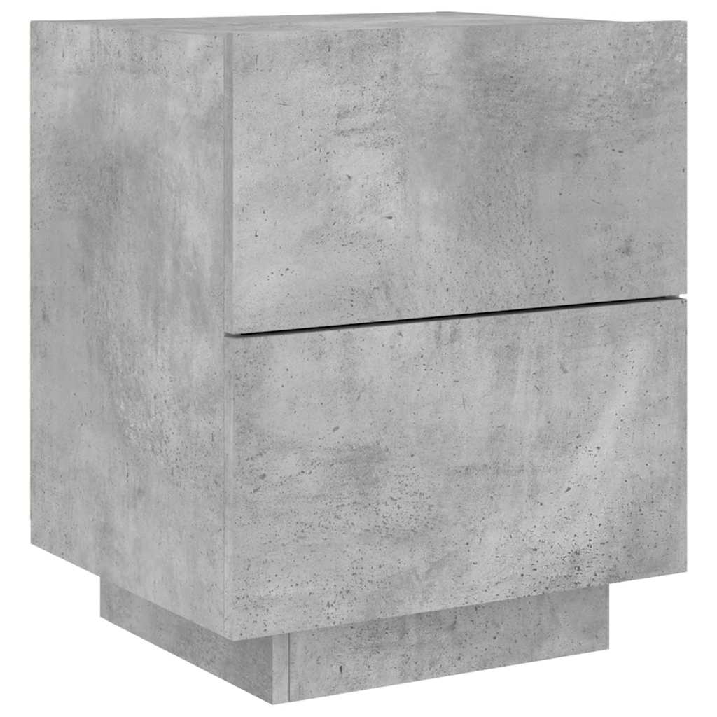 vidaXL Bedside Cabinet with LED Lights Concrete Grey Engineered Wood 3