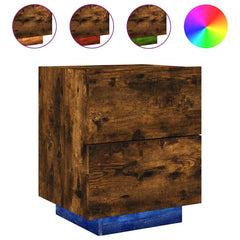 vidaXL Bedside Cabinet with LED Lights Smoked Oak Engineered Wood 2