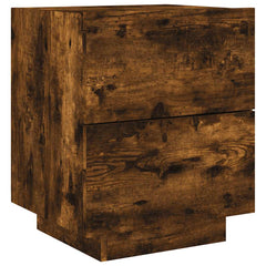 vidaXL Bedside Cabinet with LED Lights Smoked Oak Engineered Wood 3