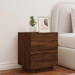 vidaXL Bedside Cabinet with LED Lights Brown Oak Engineered Wood 4
