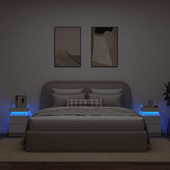 vidaXL Bedside Cabinets with LED Lights 2 pcs White 35x39x55 cm 4