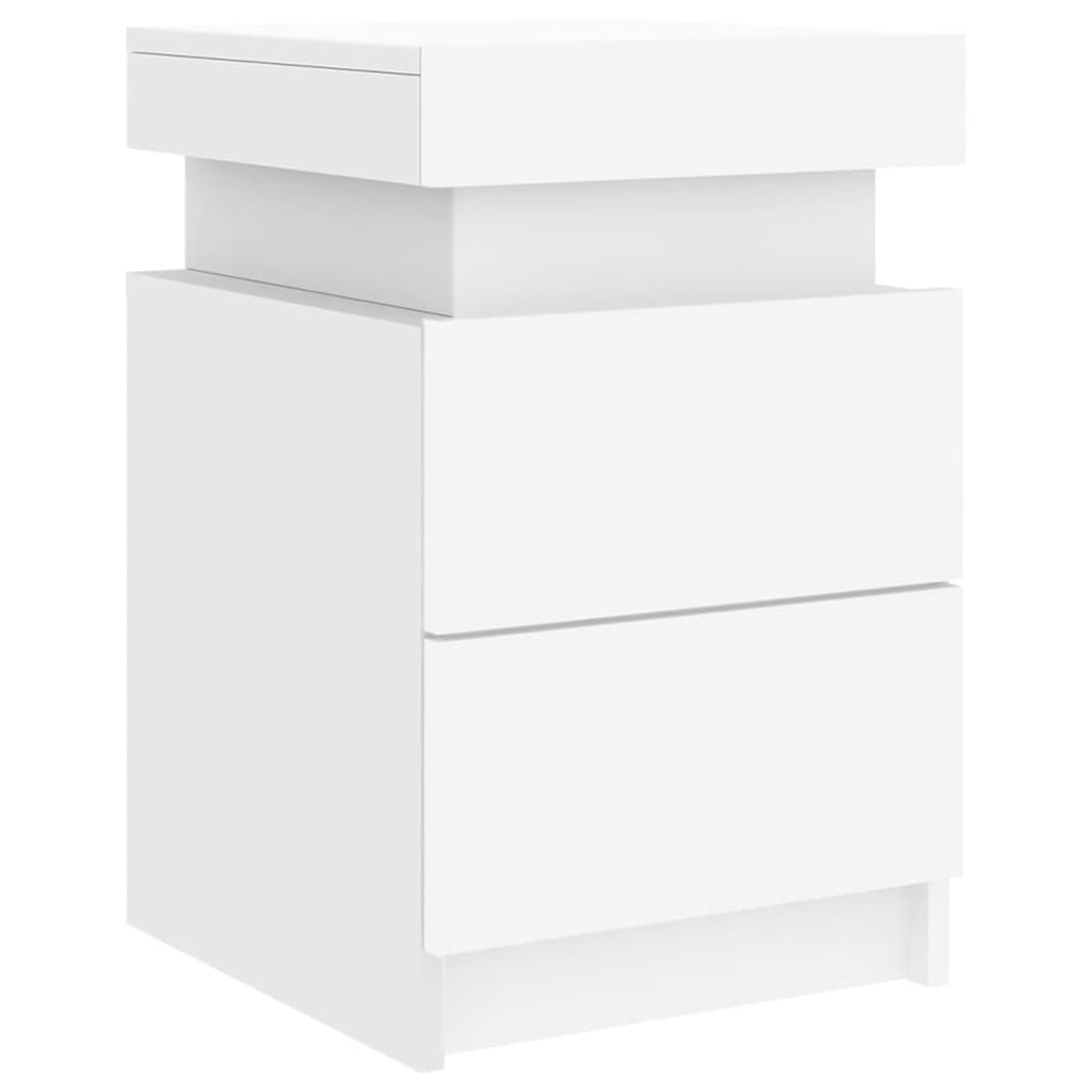 vidaXL Bedside Cabinets with LED Lights 2 pcs White 35x39x55 cm 5