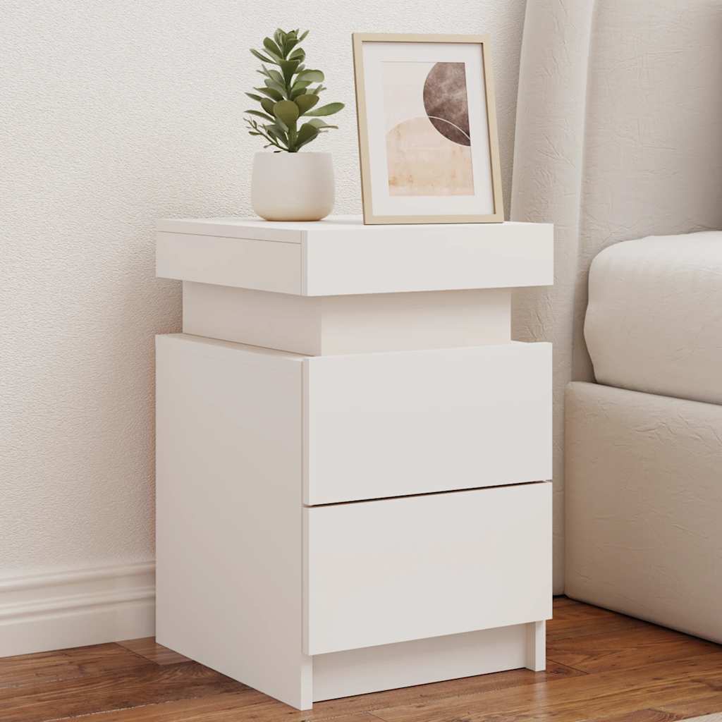 vidaXL Bedside Cabinets with LED Lights 2 pcs White 35x39x55 cm 1