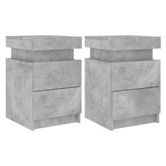 vidaXL Bedside Cabinets with LED Lights 2 pcs Concrete Grey 35x39x55 cm 2